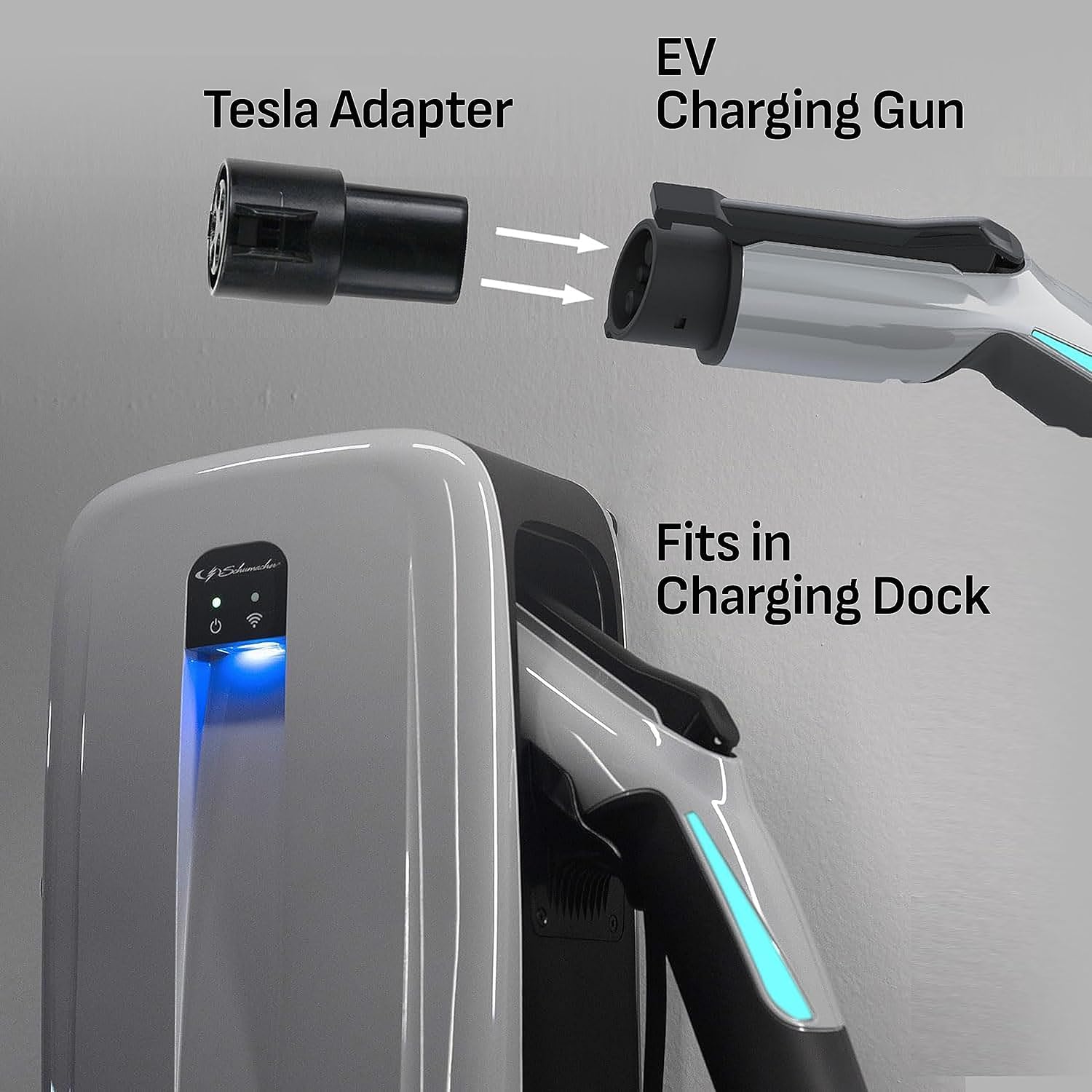 Schumacher Electric SEV1600HW - 50 Amp 240V Level 2 EV Charger | Hardwired Electric Vehicle Charger for Home & Commercial Use | 9X Faster Indoor/Outdoor Charging with Bluetooth & WiFi Connectivity | Perfect for Tesla, Nissan Leaf, Chevy Bolt & Other EVs | Wall Mounted Charging Station for Garage, Parking Lot & Workplace