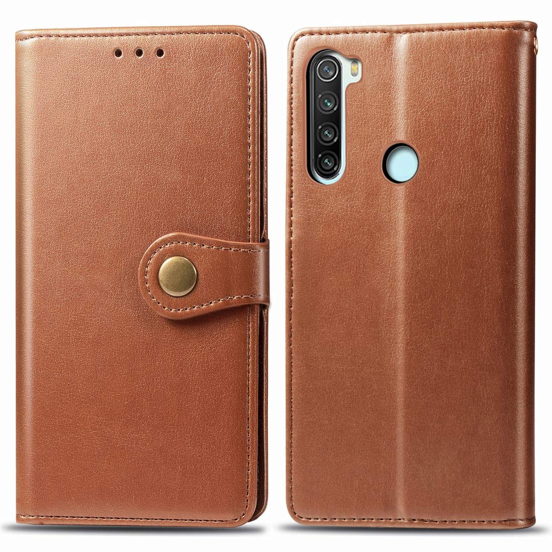 Retro Leather Phone Case for Xiaomi Redmi Note 8 - Brown Wallet Case with Card Slots, Photo Frame, Lanyard & Stand Function | Perfect for Daily Use, Travel & Hands-Free Viewing