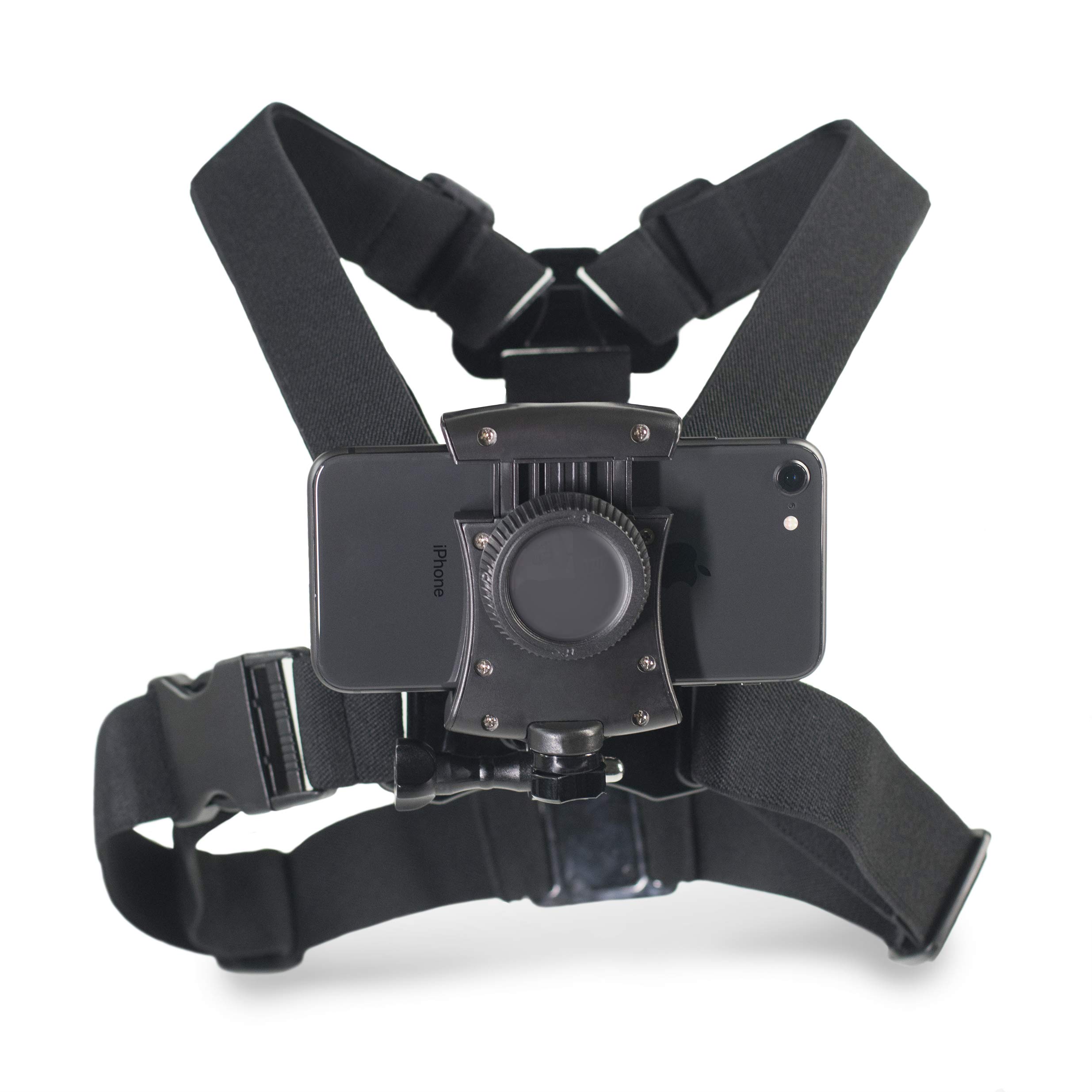 Pixlplay Universal Smartphone Chest Mount Holder - Compatible with iPhone & Samsung for Hands-Free Filming, Photography & Action Videos (Horizontal) - Perfect for Vlogging, Hiking, Cycling & Outdoor Adventures