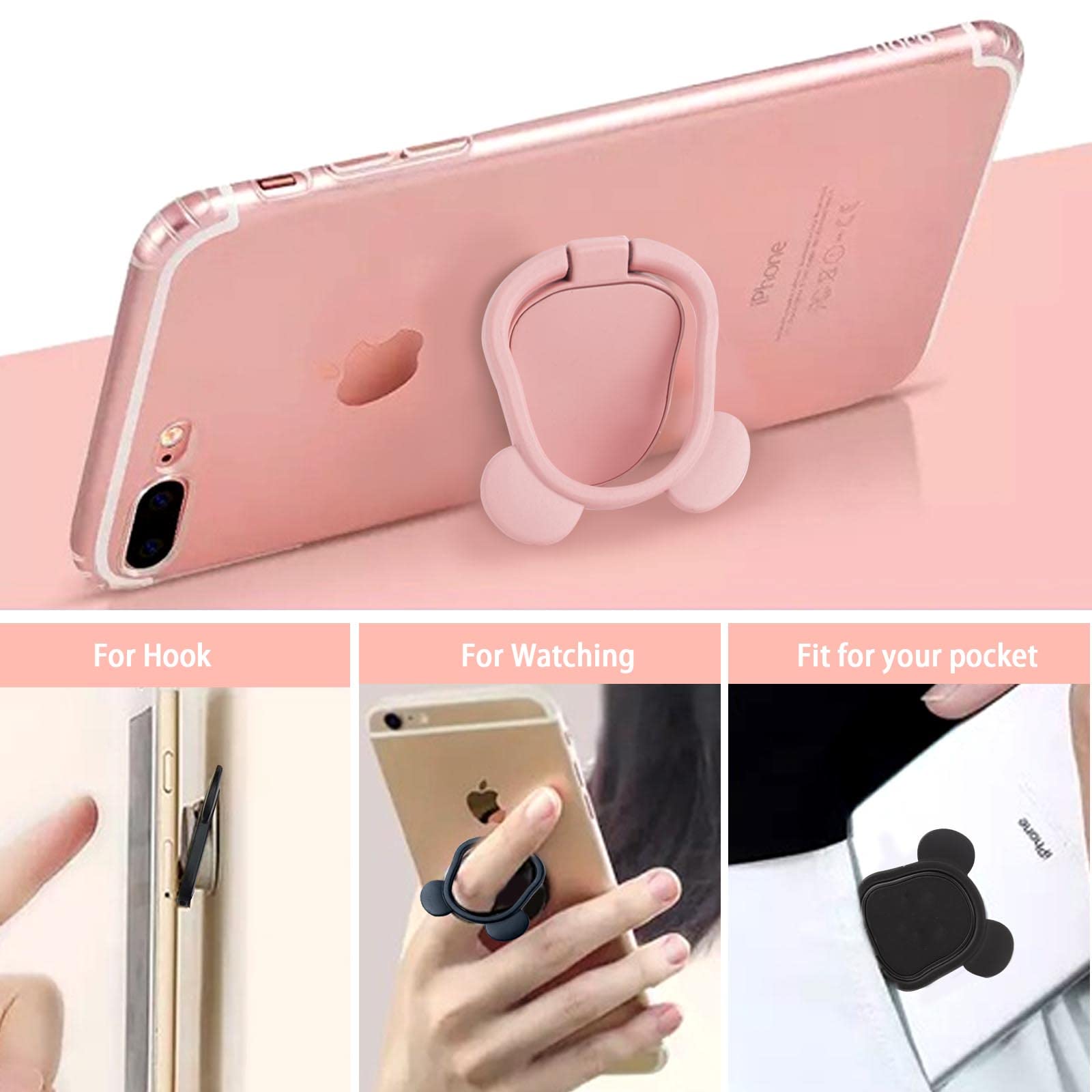 YENEI 3-Pack Phone Ring Holder - Finger Stand & Kickstand for All Phones - Perfect for Work & Travel