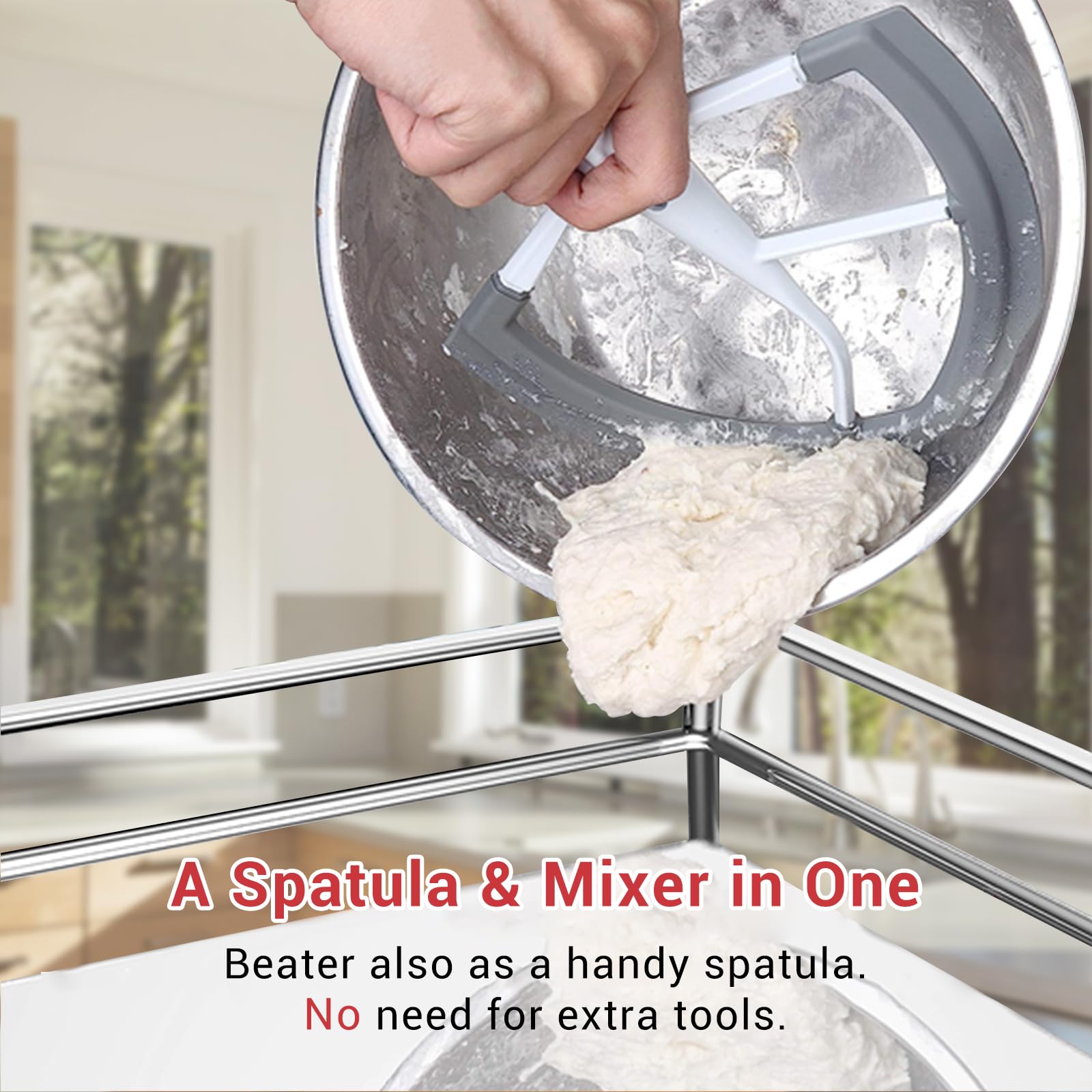 KitchenAid 6 Quart Bowl-Lift Stand Mixer Flex Edge Beater & Pastry Paddle Attachment - Dishwasher Safe White Accessories for Baking Cakes, Cookies & Dough - Perfect for Home Bakers & Professional Chefs