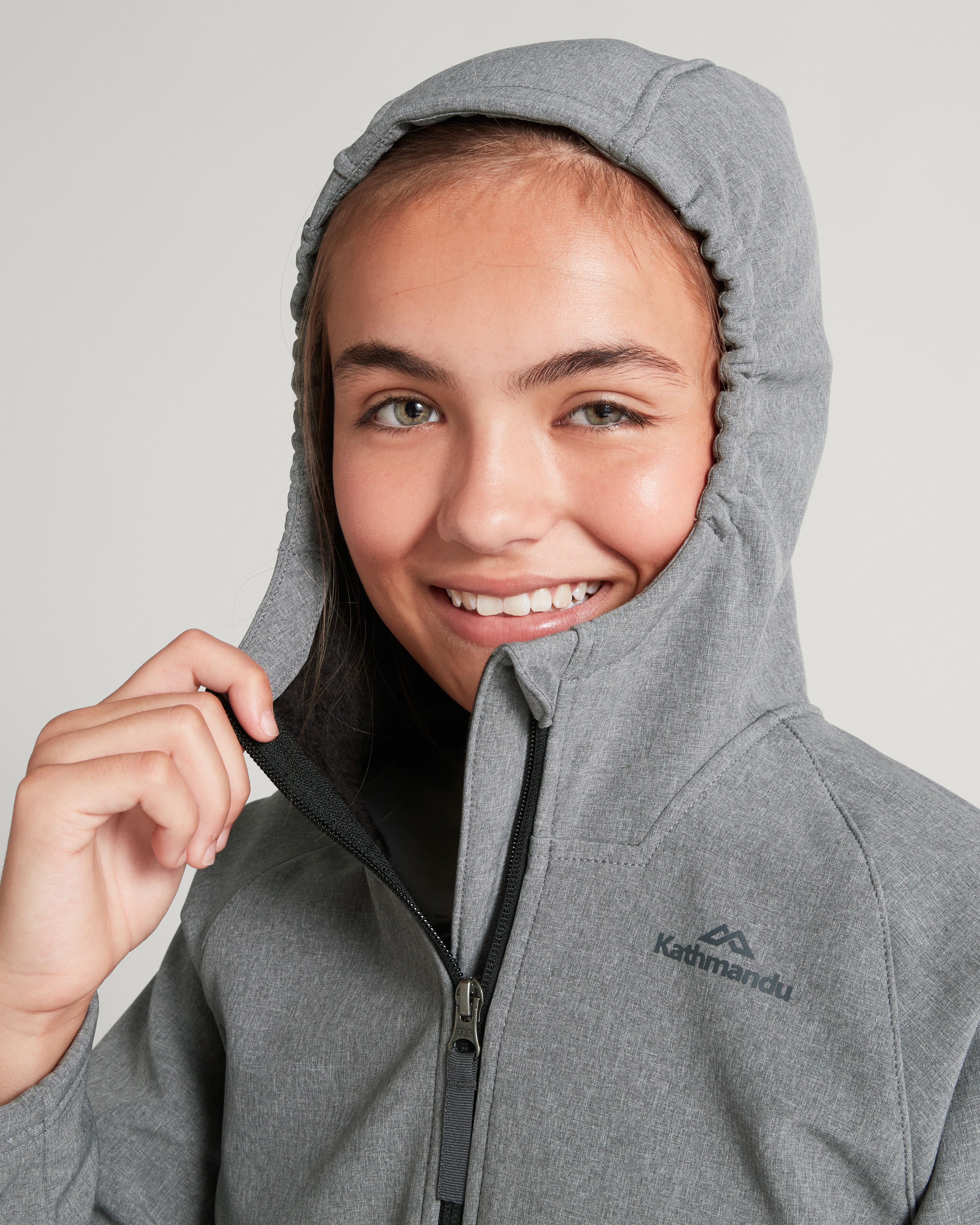 Malazan Girls' Jacket - Mid Grey Marle Fleece Coat for Outdoor Activities and School Wear