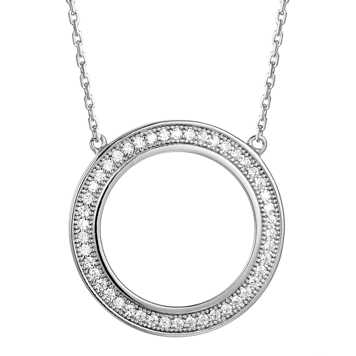 Women's Open Love Circle Silver Solitaire Pendant Necklace - Elegant 925 Sterling Silver Minimalist Jewelry for Valentine's Day, Anniversary & Everyday Wear