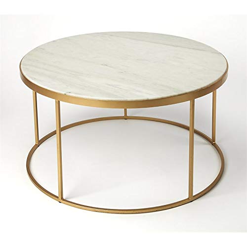 Beaumont Lane Metropolitan Living White Marble Coffee Table - Modern Living Room Centerpiece for Home Decor