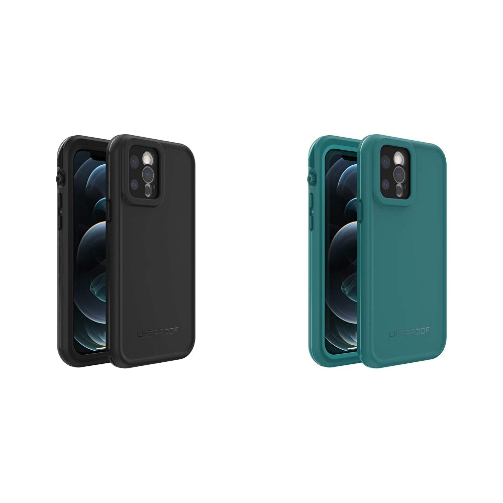 LifeProof FRĒ Series Waterproof Phone Case for iPhone 12 Pro - Black & FRĒE Diver (Ocean Depths/Peacock Blue) - Shockproof, Drop Protection & Underwater Use - Perfect for Swimming, Beach & Outdoor Adventures