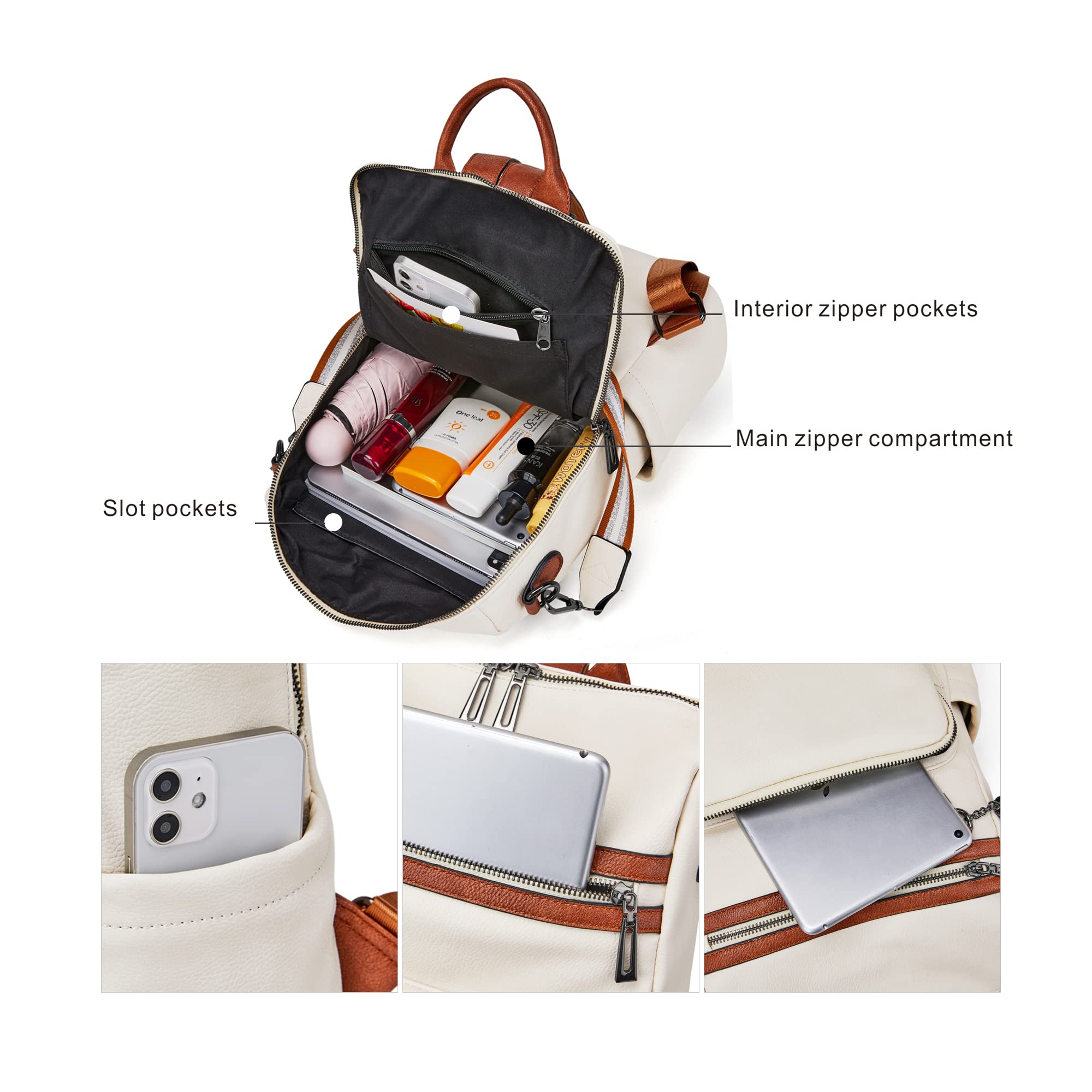OPAGE Genuine Leather Backpack Purse for Women - Stylish Tassel Shoulder Bag, Large Designer Travel Backpack for Work, School & Daily Use