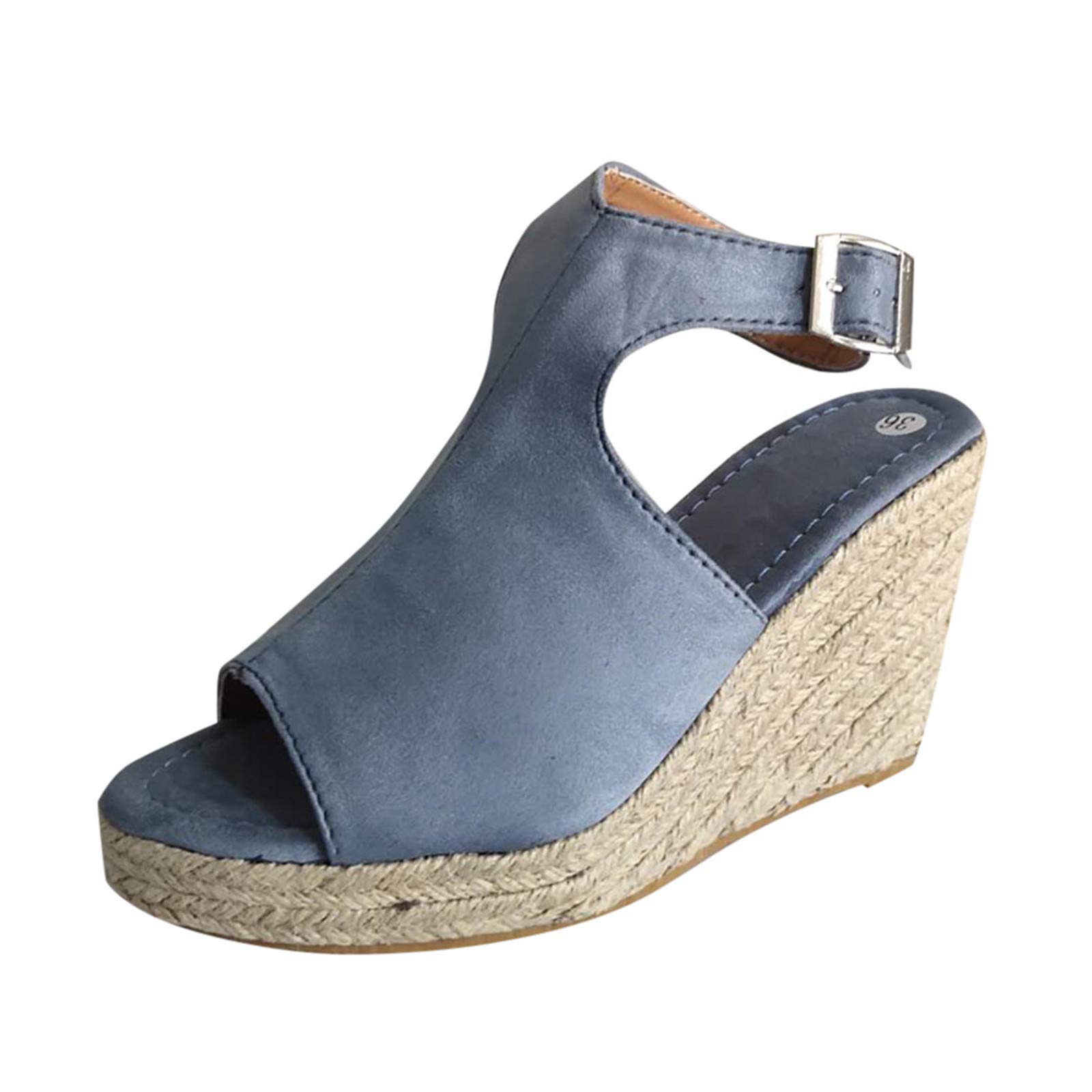 Bravetoshop Women's Wedge Sandals with Ankle Strap - Open Toe Espadrille Platform Sandals for Summer - Comfortable High Heel Sandals for Beach, Vacation & Casual Outings