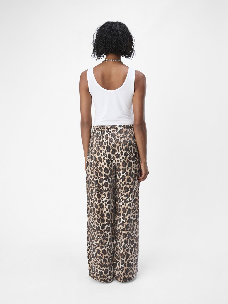 Jenny Women's Wide Leg Pants - Leopard Print High Waist Palazzo Trousers for Casual, Office & Party Wear