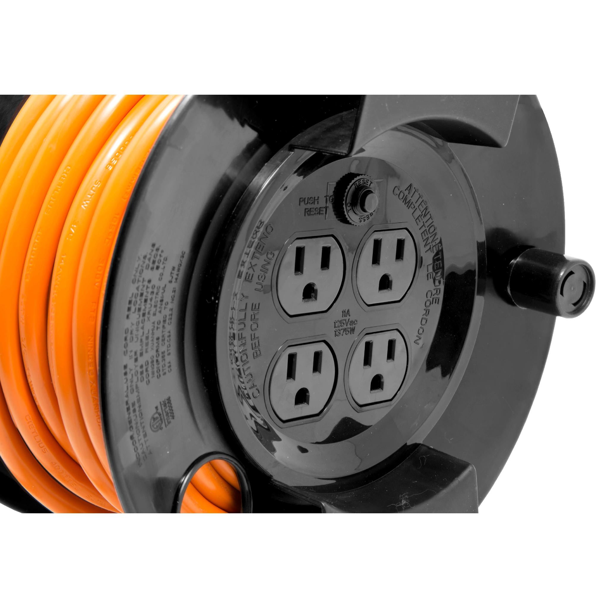 WEN PC5043R 50ft 14 Gauge Heavy Duty SJTW Outdoor Extension Cord Reel with Lighted NEMA 5-15R Outlet - Perfect for Power Tools, Holiday Lights & Outdoor Equipment