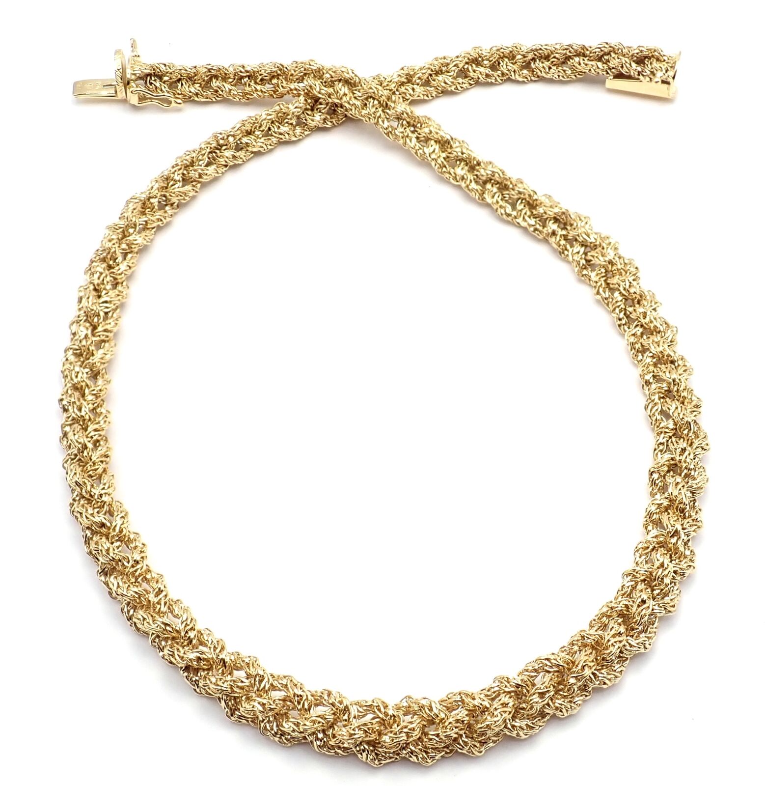 Authentic Vintage Tiffany & Co 18k Yellow Gold Basketweave Link Chain Necklace - Perfect for Elegant Evening Wear & Special Occasions