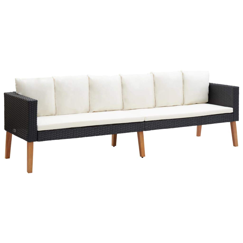 Durable Rattan Patio Sofa Set with Cushions - 3-Seater Outdoor Furniture for Backyard, Deck, Porch or Garden (Black) | Perfect for Relaxing, Entertaining & Enhancing Your Outdoor Living Space