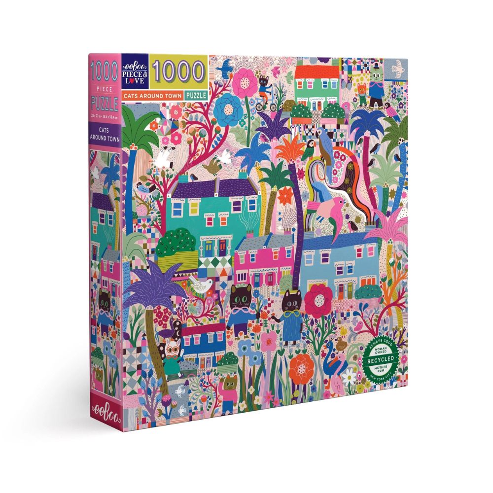 eeBoo 1000 Piece Jigsaw Puzzle - Cats Around Town - Fun Family Activity & Home Decor for Puzzle Lovers