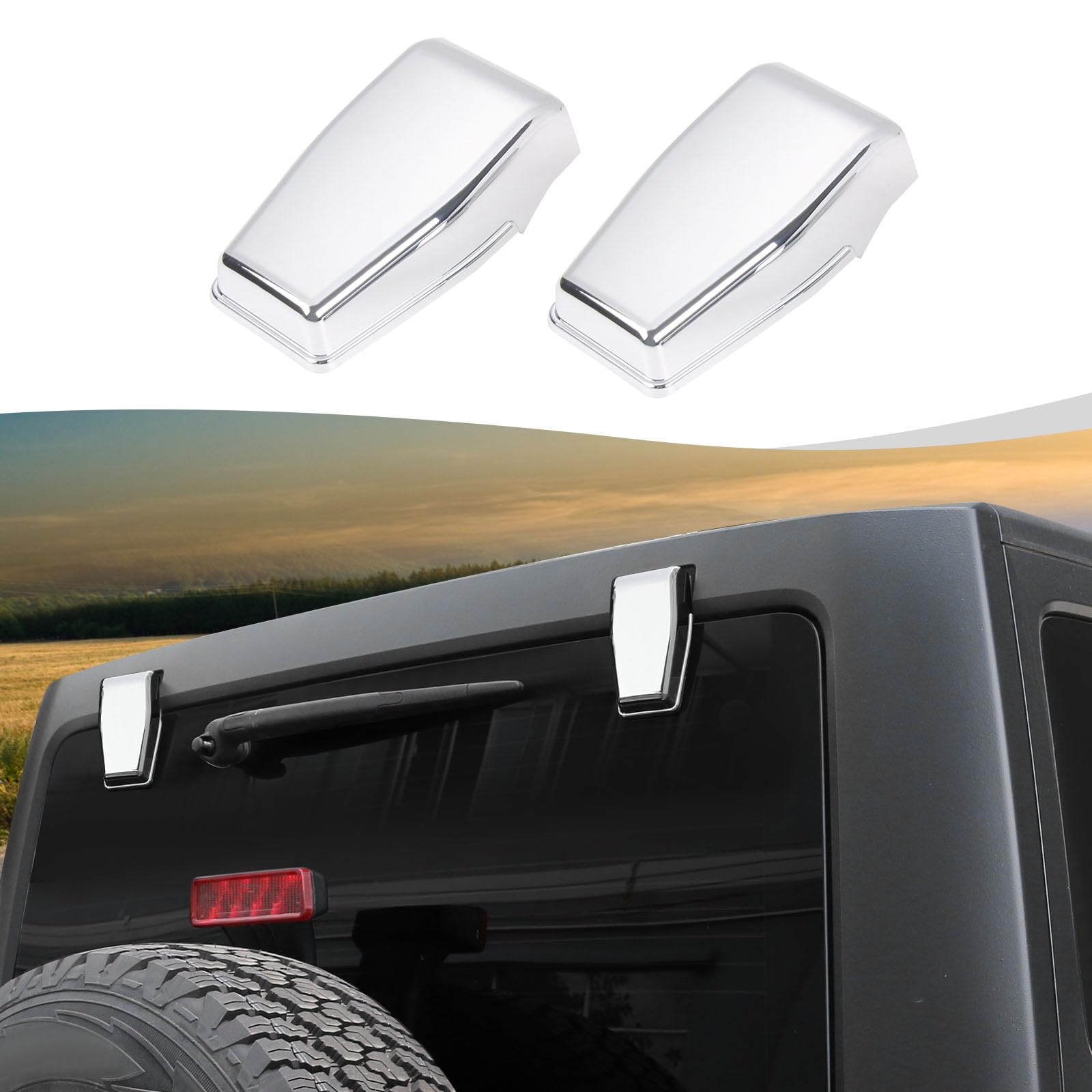 Chrome Rear Tail Window Hinge Decorative Cover Trim for 2007-2018 Jeep Wrangler JK JKU - Exterior Accessories Upgrade for Off-Road & Daily Driving