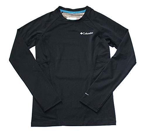 Columbia Youth Kids Midweight Crew Omni-Heat Long Sleeve Shirt Top (XS 6/7) - Black | Thermal Base Layer for Boys & Girls | Perfect for Winter Sports, Skiing & Outdoor Activities