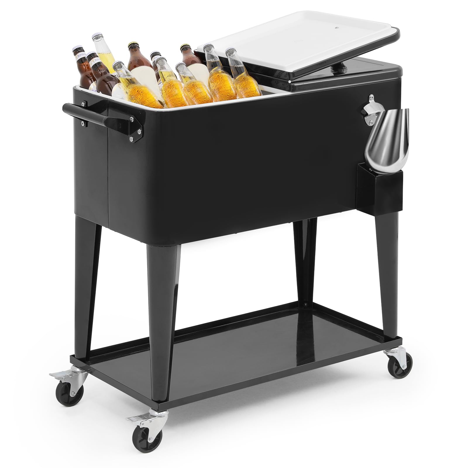 80 Quart Rolling Cooler with Wheels - Heavy Duty Alloy Steel Ice Chest for Outdoor, Camping, Beach, Picnic & Backyard Parties - Perfect for BBQs, Tailgating & Summer Gatherings