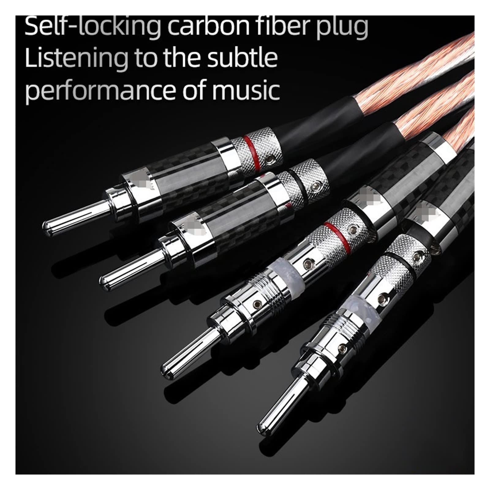 Premium DREEK HiFi OCC & Silver Speaker Cable - 2.5m High-End Audio Cable with Carbon Fiber Banana Plugs for Home Theater & Stereo Systems