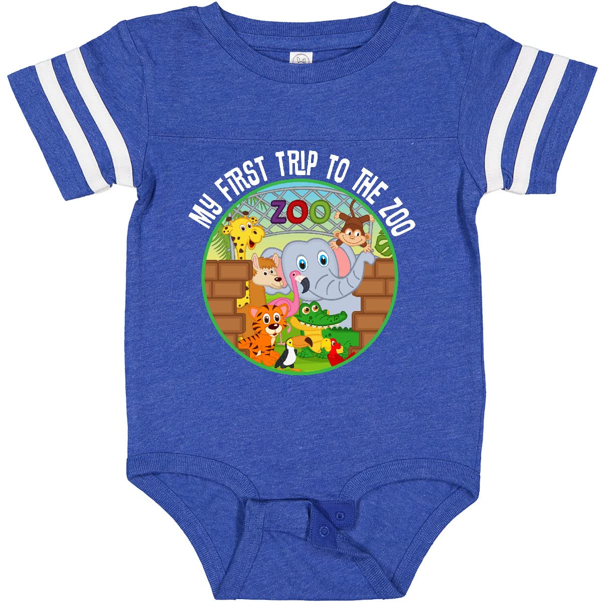 Inktastic 1st Trip to Zoo Animals Baby Bodysuit - Cute Animal Print Outfit for Infants & Toddlers - Perfect for Zoo Visits, Birthday Gifts & Photo Shoots