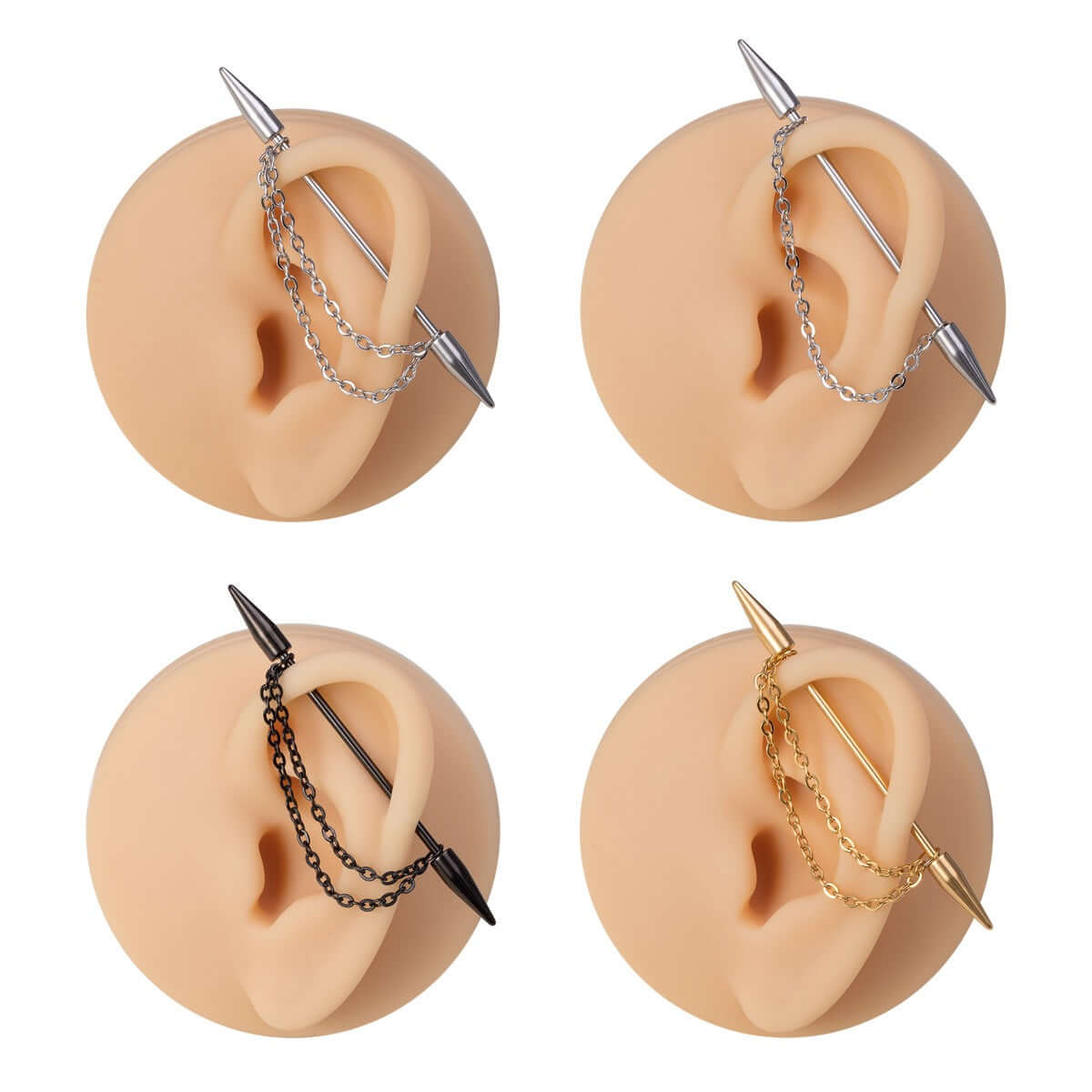 Industrial Barbell Ear Piercing Jewelry - 14G Surgical Steel Chain Ear Barbell | IN0029 | Perfect for Cartilage, Helix, and Industrial Piercings