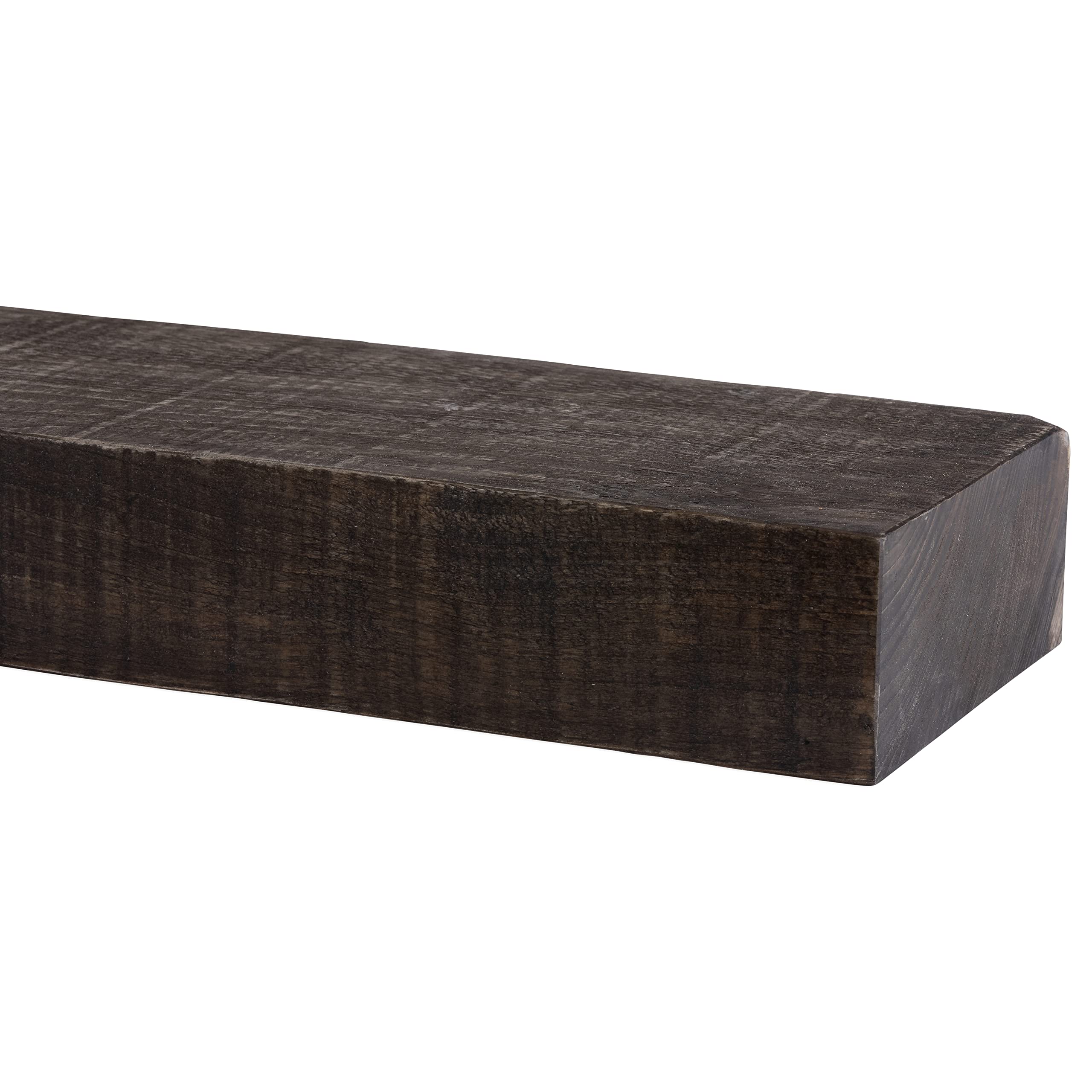 DOGBERRY 60 Inch Rustic Farmhouse Solid Wood Floating Mantel Shelf - Reclaimed Wood with Modern Invisible Brackets - 3 Inch Thick Slab - Dark Chocolate Finish - Perfect for Fireplace Mantel, Living Room Decor, Kitchen Shelving and Bedroom Storage