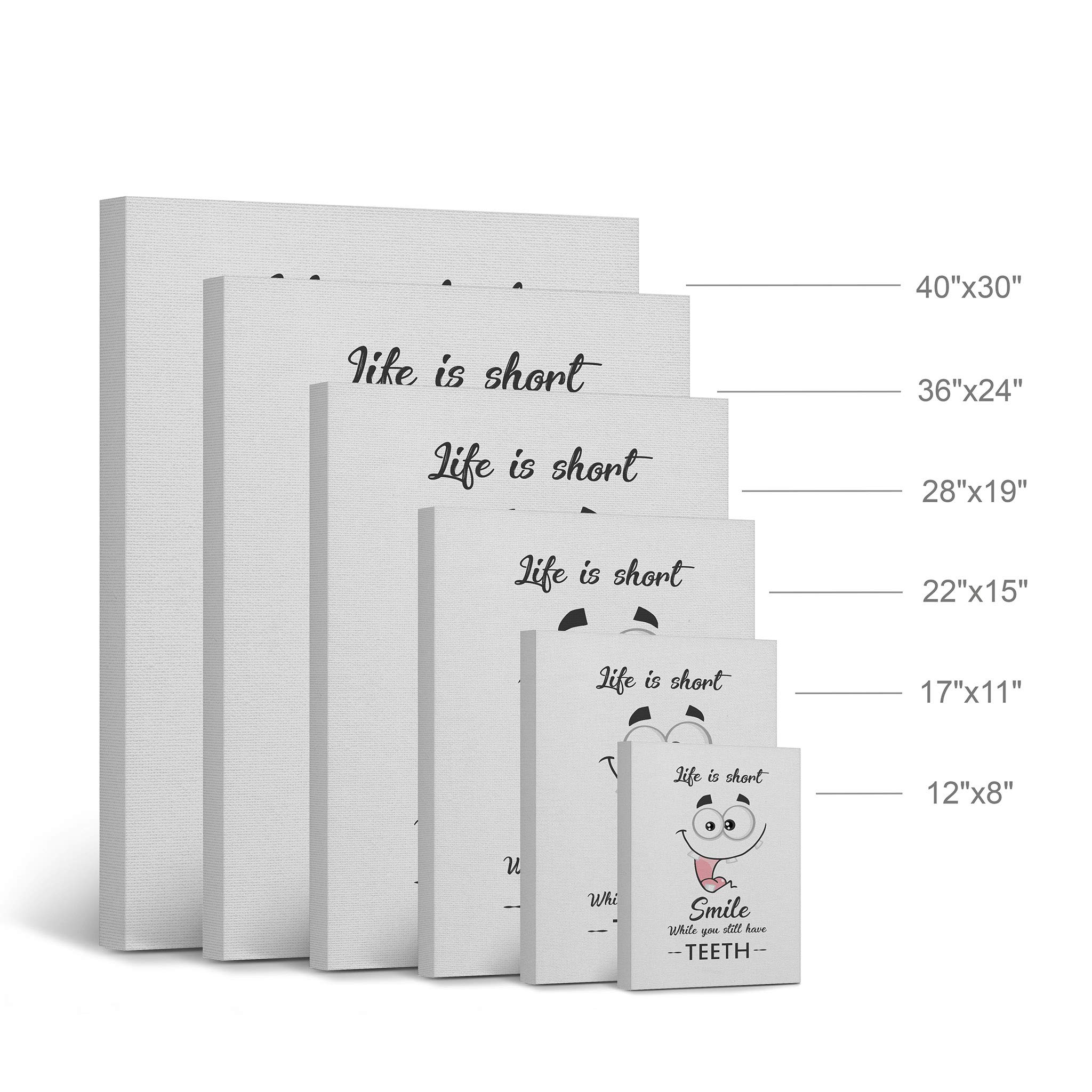 Funny Bathroom Wall Art - 'Life is Short, Smile While You Still Have Teeth' Canvas Print Sign | Ready to Hang Bathroom Decor | Home Decoration Made in USA (36x24) | Perfect for Powder Rooms, Guest Baths & Humorous Home Gifts