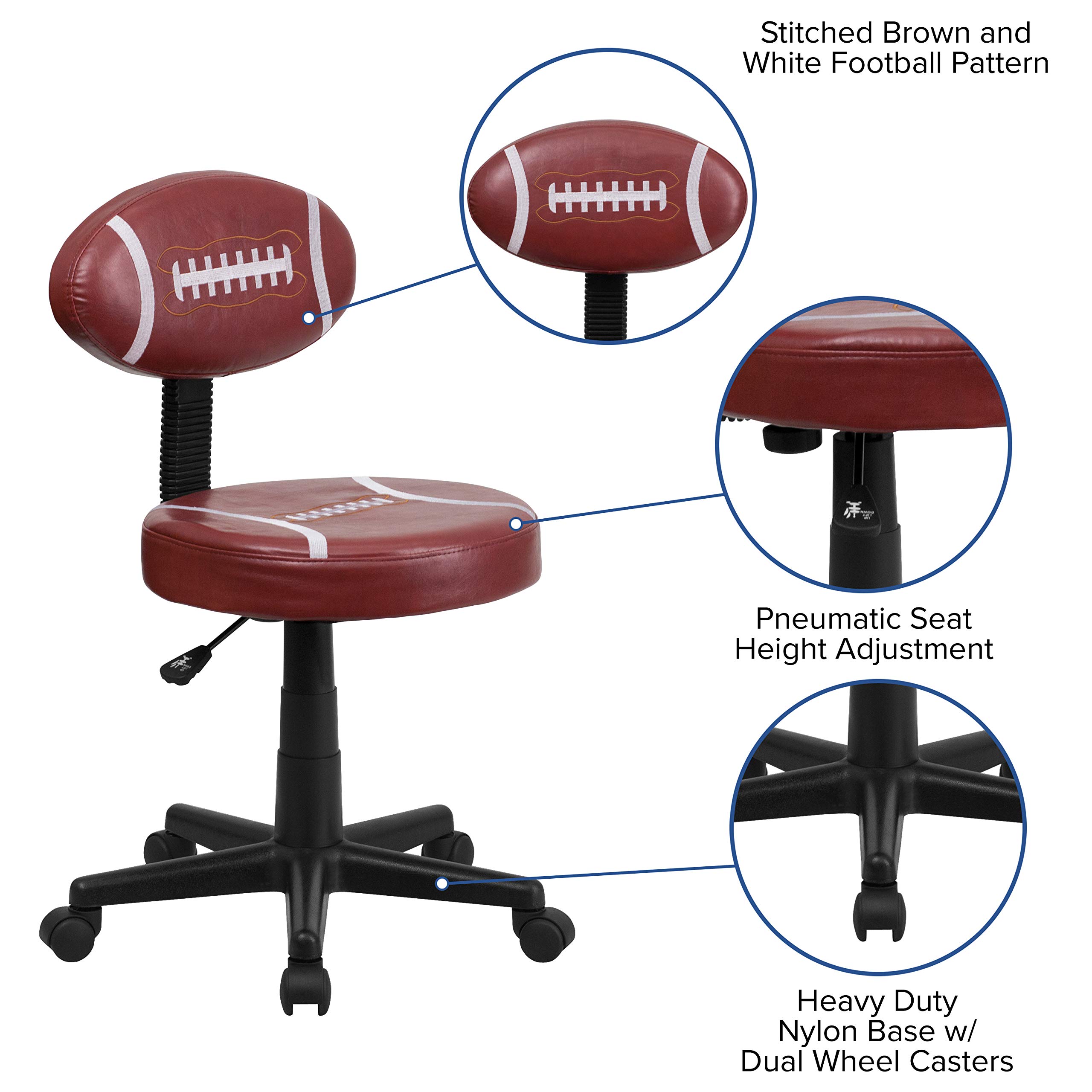 Flash Furniture Preston Brown Leather Swivel Task Office Chair - Ergonomic Desk Chair for Home & Office Workspaces, Gaming, and Study Sessions
