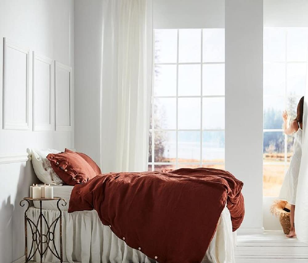 3-Piece Burnt Orange Bohemian Bedding Set - King/Queen/Twin Duvet Cover & Comforter Cover - Soft Washed Cotton California King Size - Perfect for Cozy Bedrooms & Boho Chic Home Decor