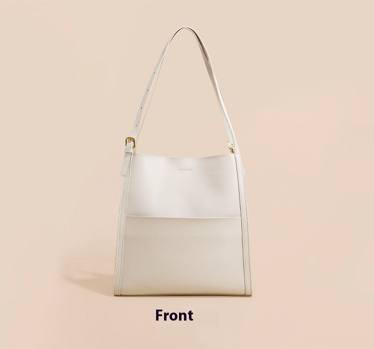 Genuine Leather Shoulder Bag for Women - Large Capacity Tote Handbag with Zipper Closure - Perfect for Work, Travel & Everyday Use
