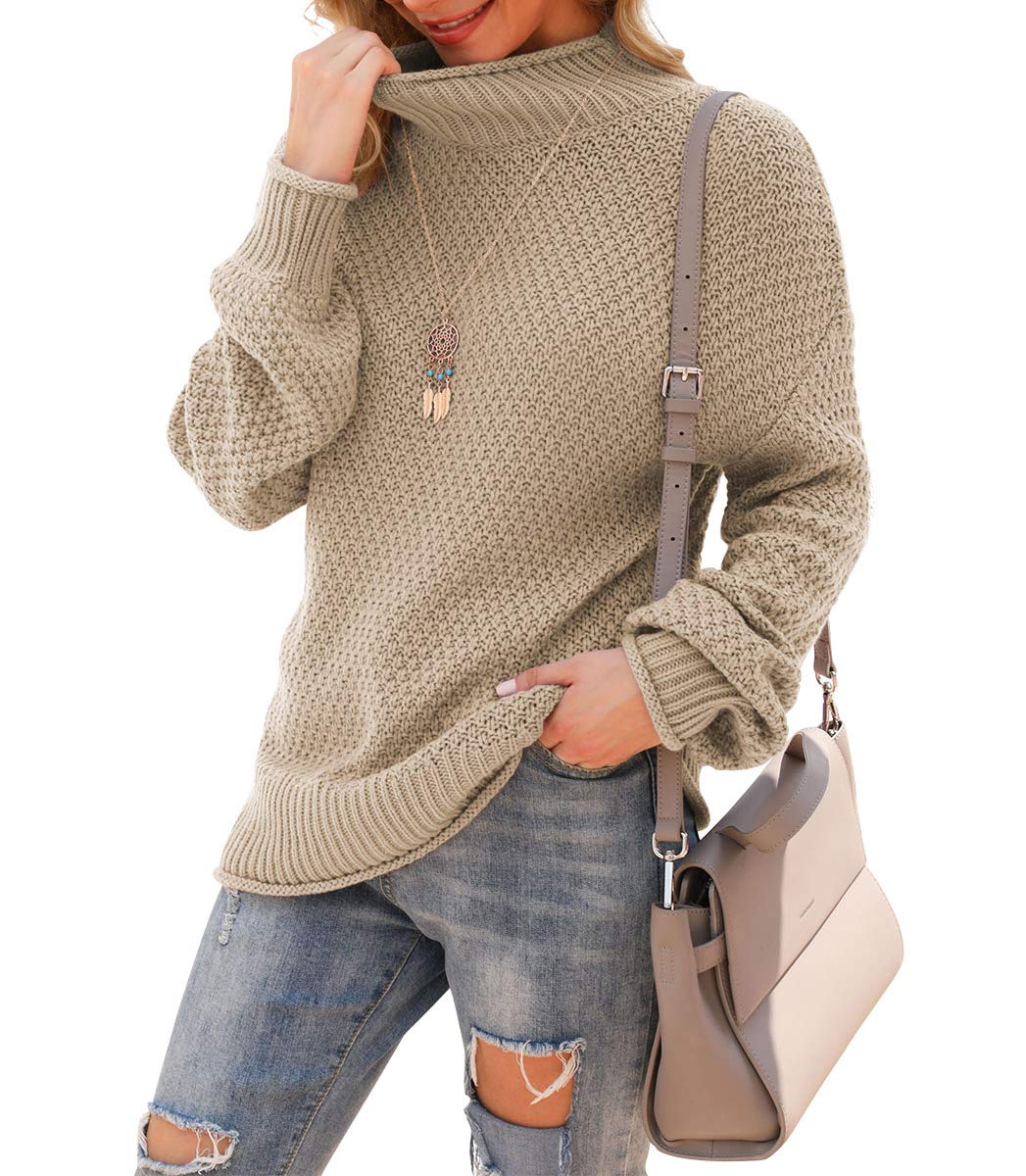 Jouica Women's Oversized Turtleneck Sweater - Batwing Long Sleeve Loose Knit Pullover Jumper | Warm Chunky Knitwear for Fall & Winter | Perfect for Casual Outfits, Office Wear and Cozy Nights