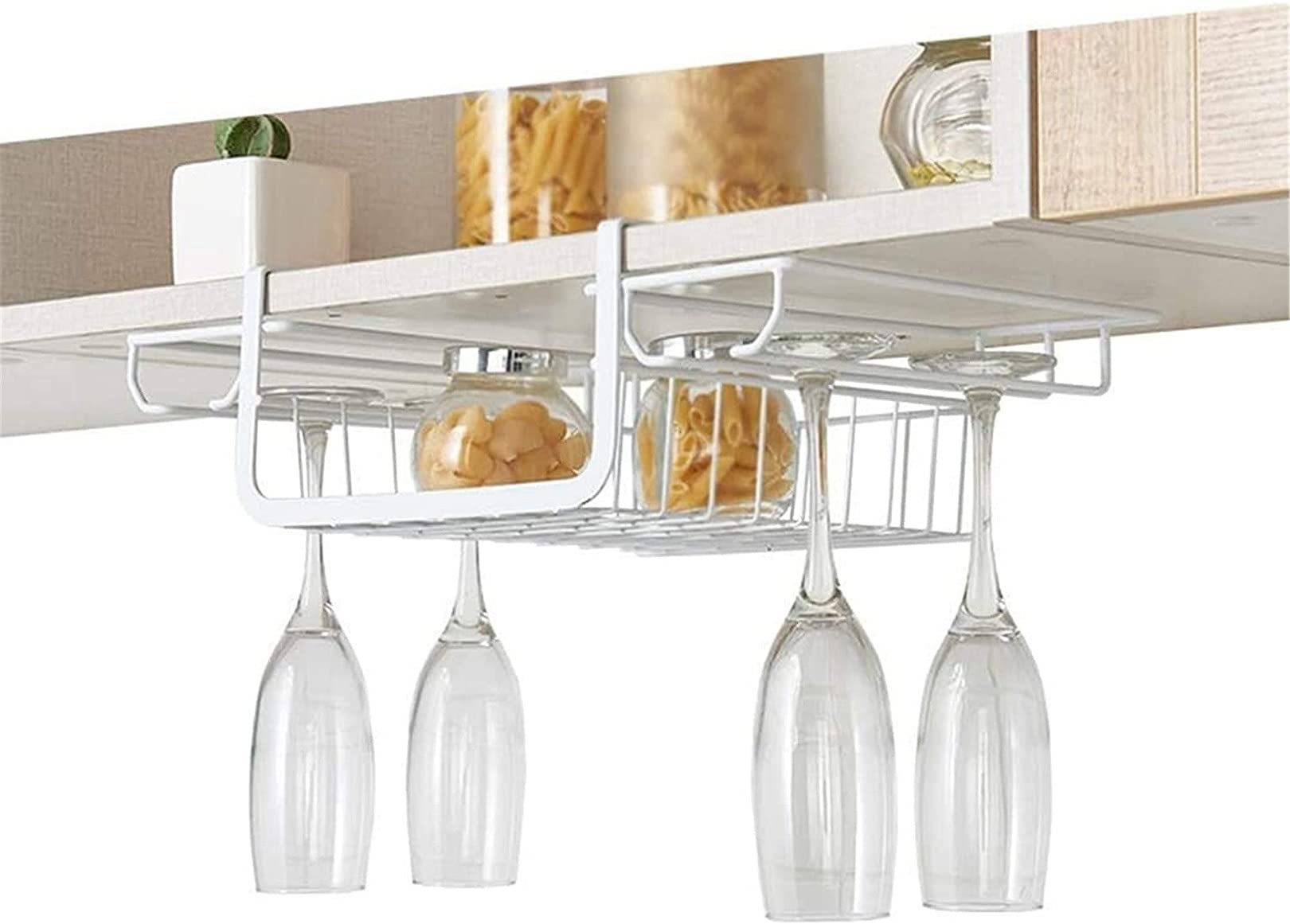 Upside Down Wine Glass Holder - No Nails Hanging Wine Bottle & Cup Storage Rack for Kitchen Cabinet - 54cm Wall Mount Wine Rack - Perfect for Home Bar, Restaurant, and Wine Cellar Organization