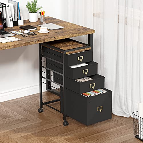 GARVEE 4-Drawer Mobile File Cabinet with Metal Frame & MDF Top - Waterproof, Anti-Corrosive, Rolling Wheels for Home Office Organization | Perfect for Document Storage, Office Supplies & Small Space Solutions