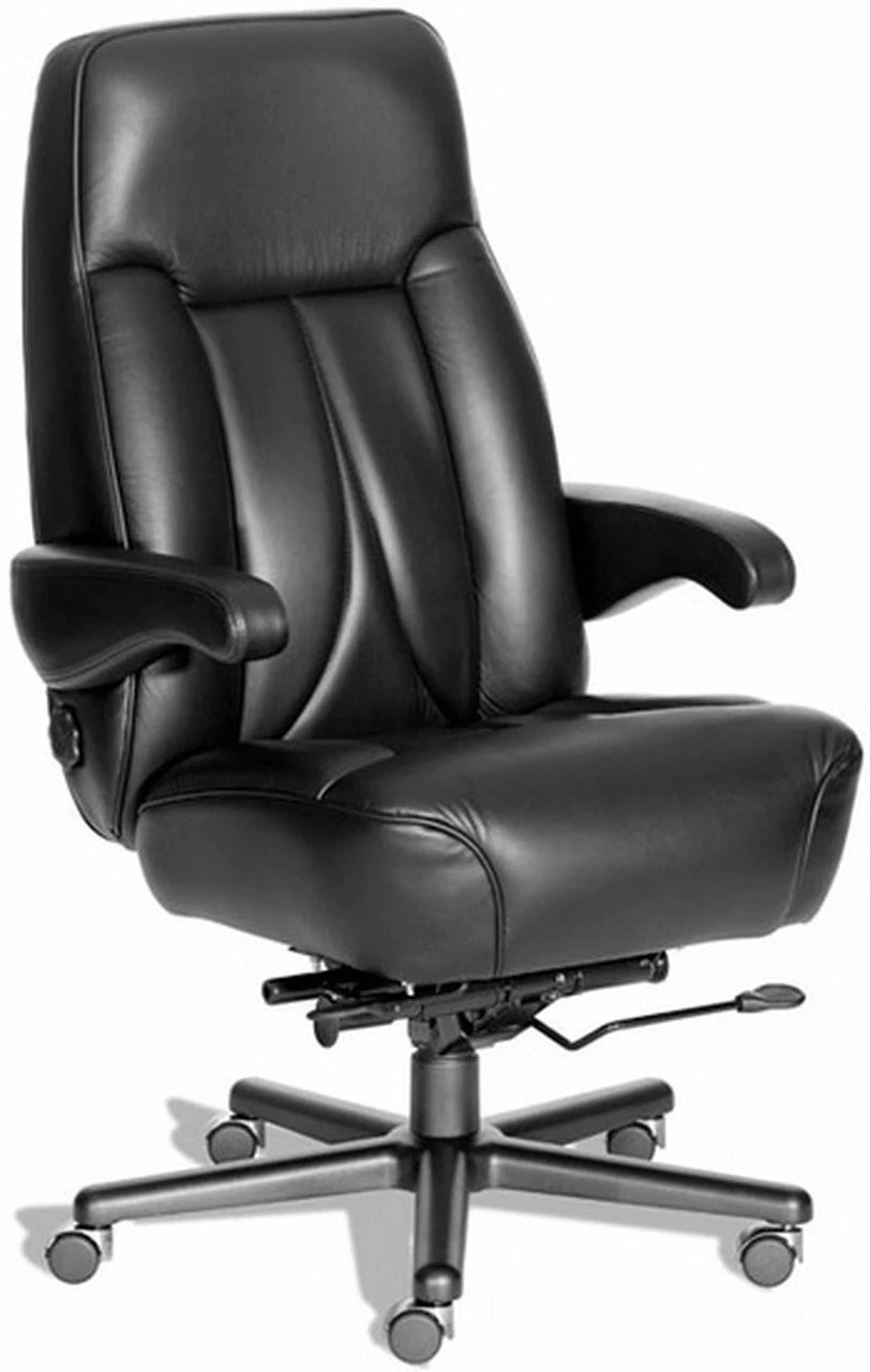 Premium Big and Tall Executive Office Chair - 2PC Set with 400 lb Weight Capacity - Ergonomic Black Leather Chair for Home & Office Workspace - ERA E5000099 - Ideal for Long Hours Sitting & Professional Environments