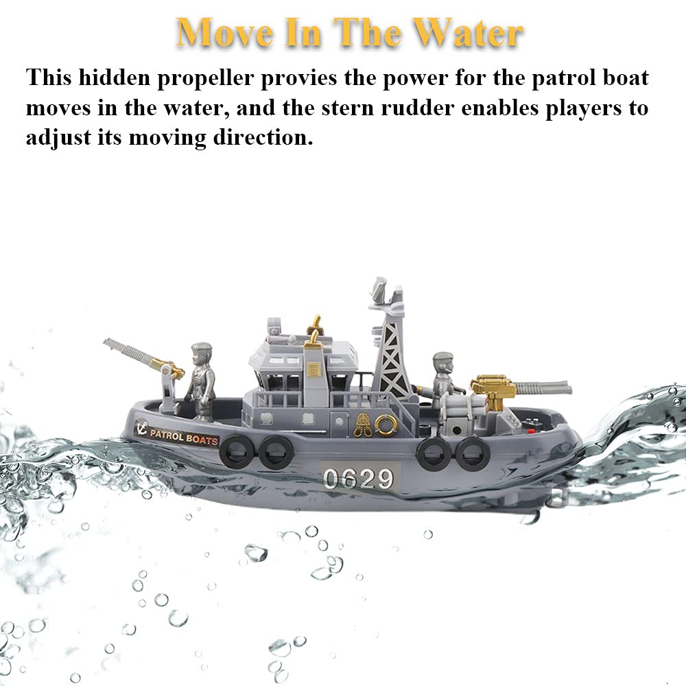 Electric Patrol Boat Toy - Coast Guard & Military Warship Model for Kids, Remote Control Water Pool Boat with LED Lights | Perfect for Outdoor Play, Pool Battles & Collectors