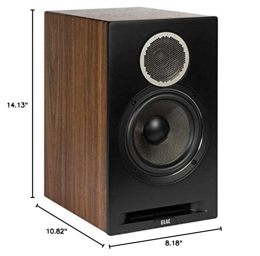 ELAC Debut Reference B6.2 Bookshelf Speakers (Pair) - High-Fidelity Audio, Black Baffle & Walnut Cabinet for Home Theater, Music Listening & Studio Monitoring