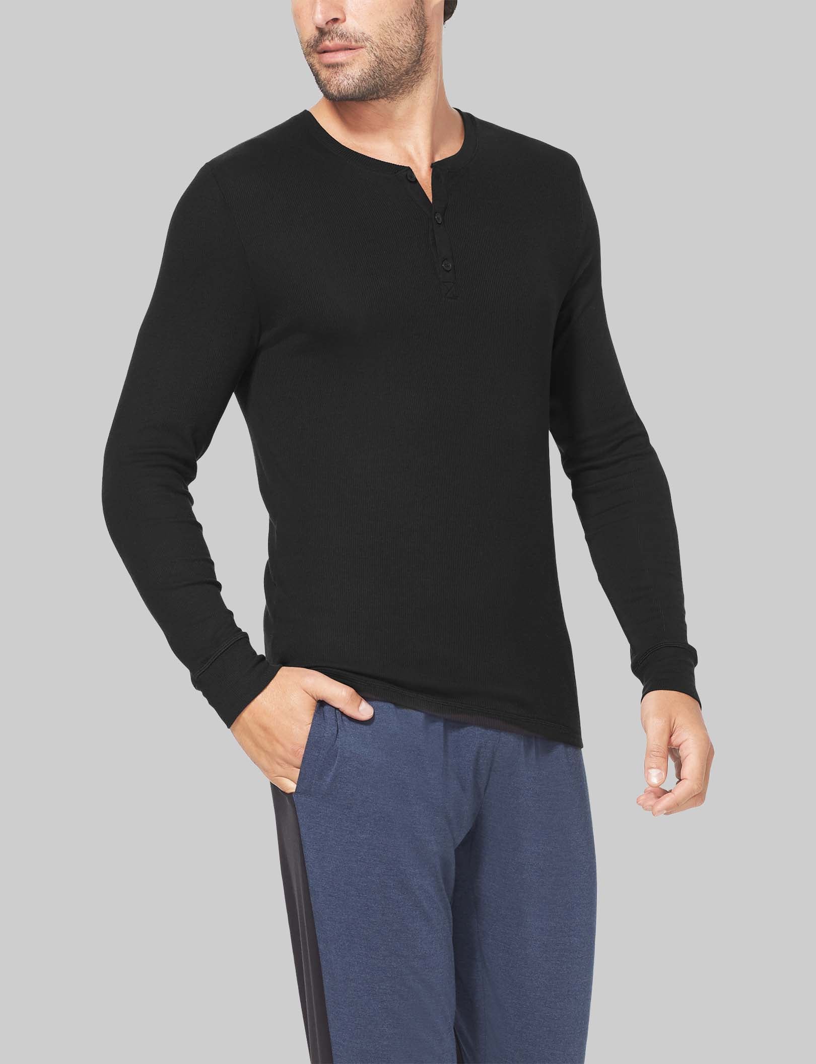 Comfortable Men's Lounge Henley Shirt - Soft Cotton Relaxed Fit for Casual Wear, Home Lounging & Weekend Outings