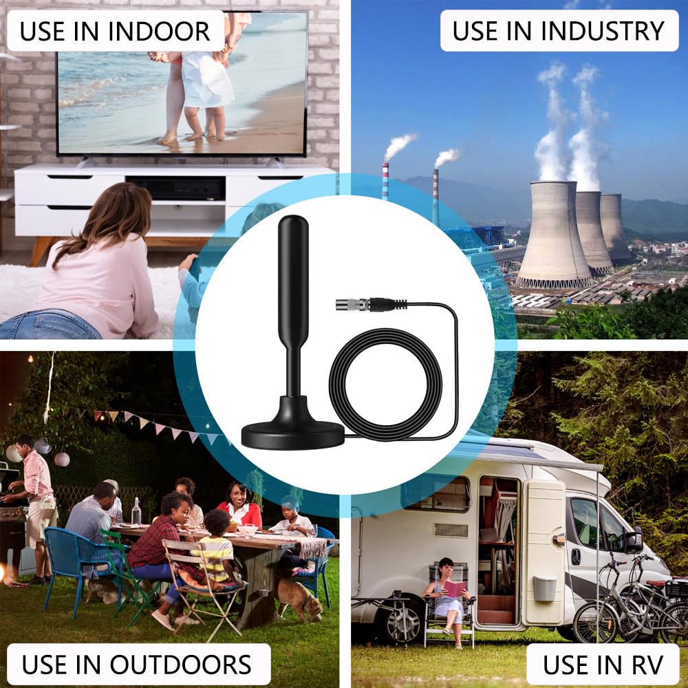 Digital HD TV Antenna for Smart TV - Indoor HDTV Antenna with 360° Signal Reception, 10ft Cable | Supports 4K 1080p Local Channels | Portable for Home, Office & RV Use