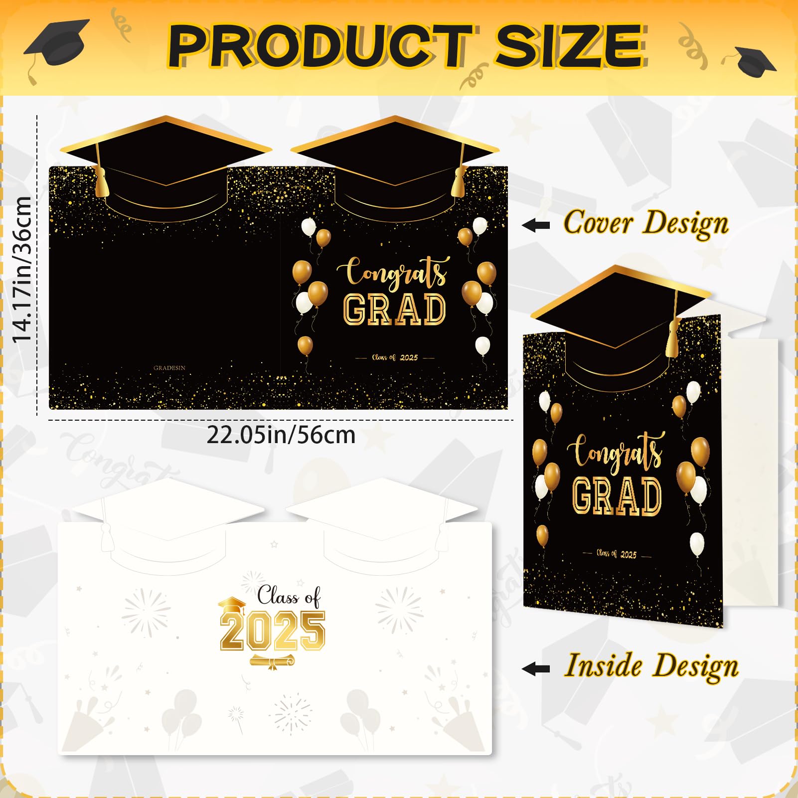 2025 Black Gold Jumbo Graduation Guest Book - Perfect for College & High School Graduation Parties