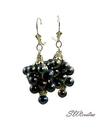 Exquisite Majolica Peacock Pearl Cluster Beaded Earrings for Women | Vintage Bohemian Jewelry | Perfect for Weddings, Parties & Special Occasions
