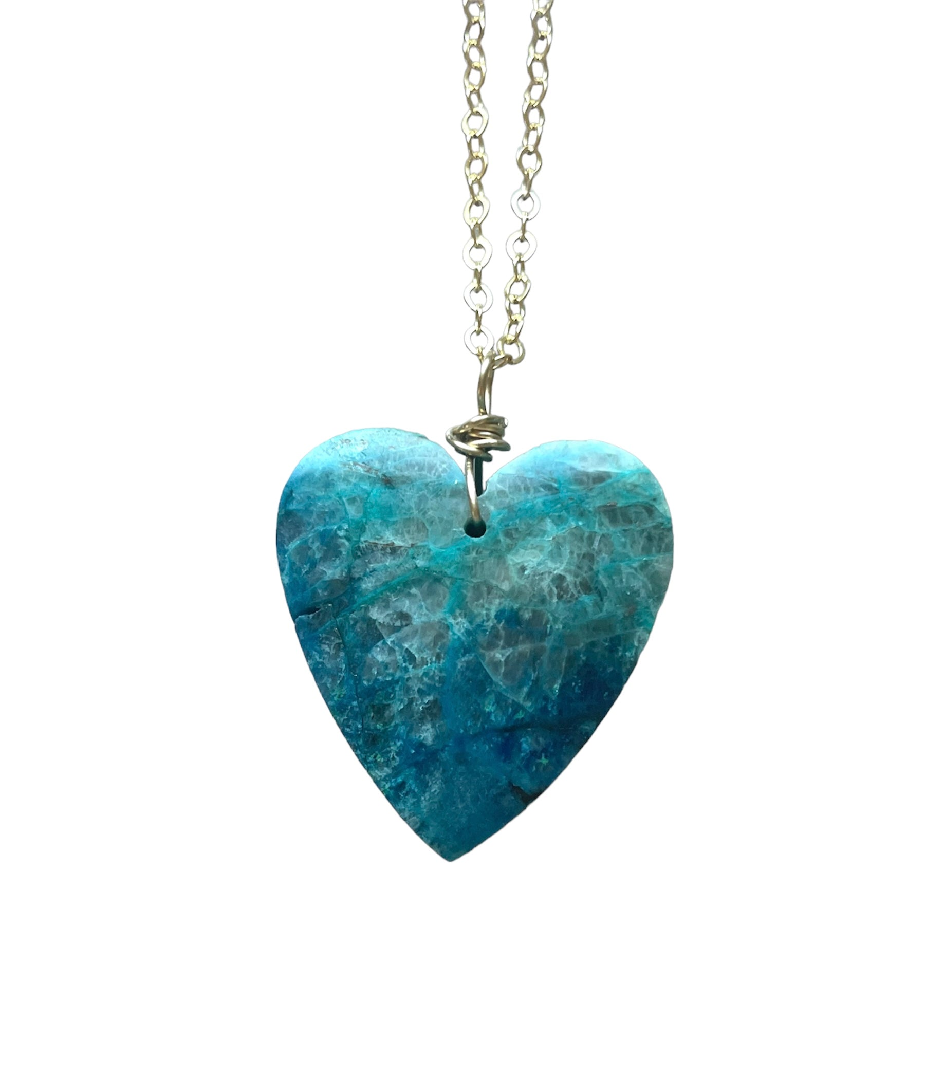 Natural Chrysocolla Heart Pendant Necklace - Healing Stone Jewelry for Women - Perfect for Meditation, Energy Balancing & Spiritual Gifts