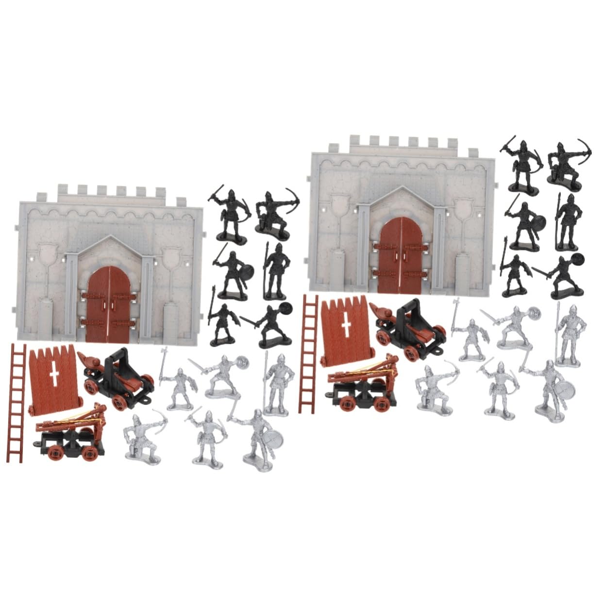 2 Sets Medieval Knight Action Figure Toy Set - Plastic Assembled Castle Playset for Boys - Army Soldiers & Knights Miniature Models - Perfect for Role Play, Battle Scenes & Collectible Display