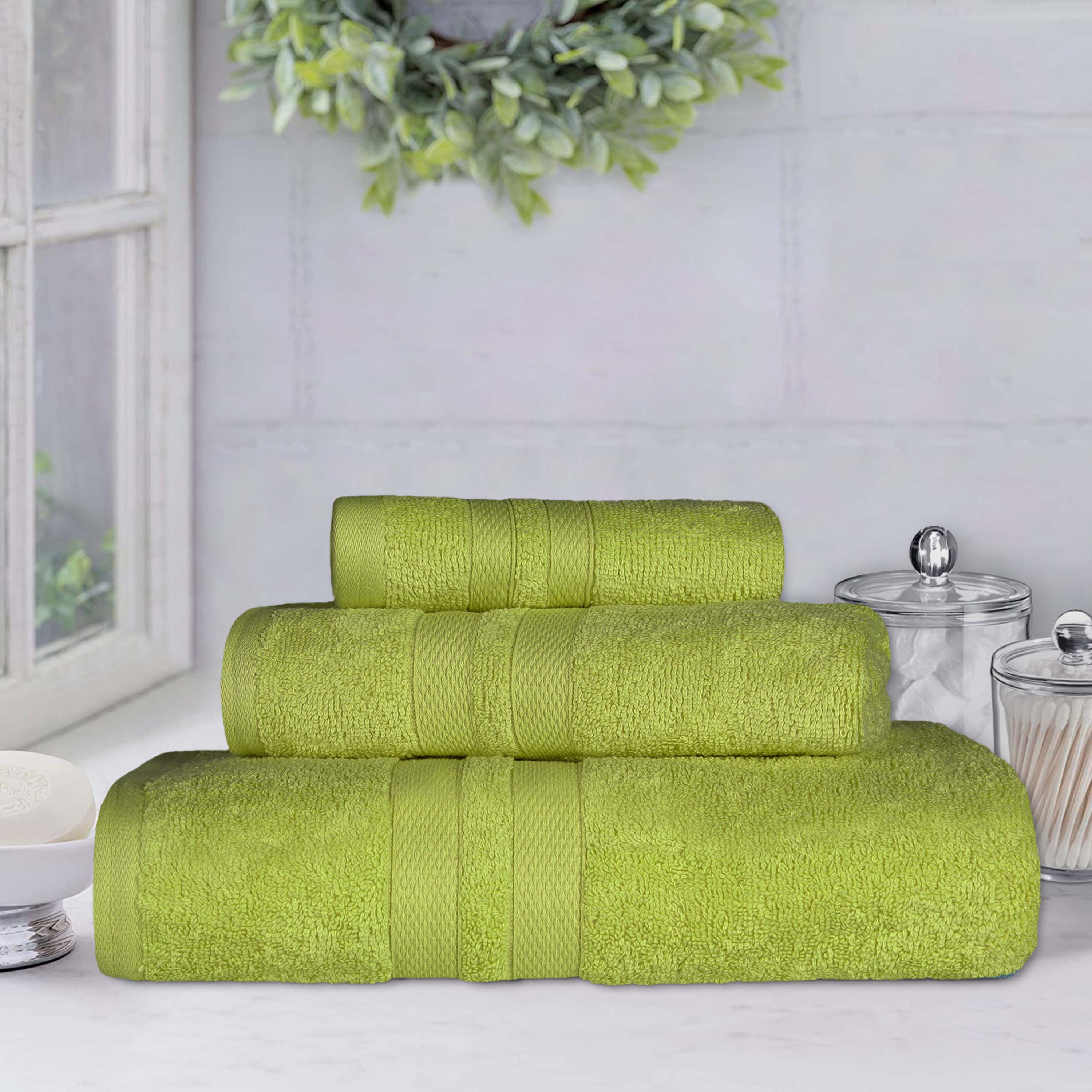 Ultra Soft Cotton Absorbent Bath Towel Set - 3 Piece Solid Color Towels for Bathroom, Spa, Gym & Beach | Quick Drying & Highly Absorbent
