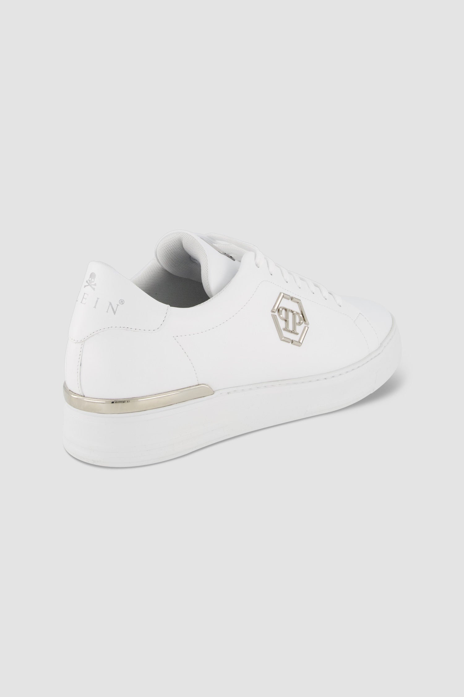 Philipp Plein White Leather Hexagon Lo Top Sneakers for Women - Stylish Casual & Streetwear Fashion Shoes for Everyday Wear
