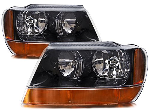 HEADLIGHTSDEPOT Replacement Headlight Pair for Fleetwood Bounder 2009-2015 Motorhome RV - Left Driver & Right Passenger Side Halogen Headlamps with Black Housing - Perfect for Night Driving & Road Trips