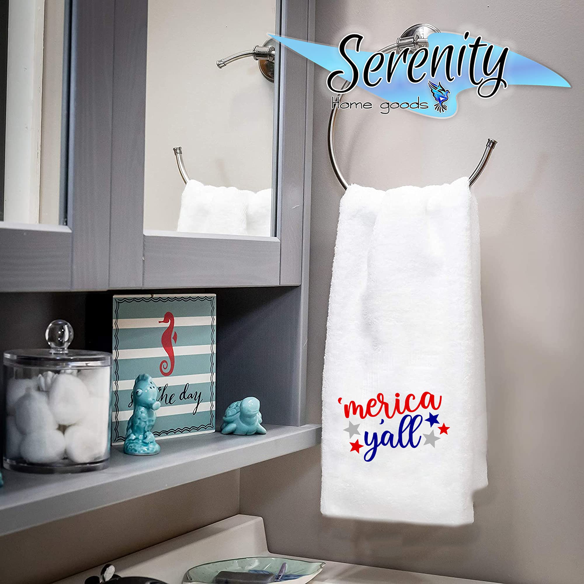 Patriotic American Flag Hand Towels - Red White and Blue Kitchen & Bath Towels for Memorial Day, 4th of July, Summer Home Decor | USA Holiday Decorations for Spring, Fall, and Seasonal Accents | Perfect for Parties, BBQs, and Patriotic Celebrations