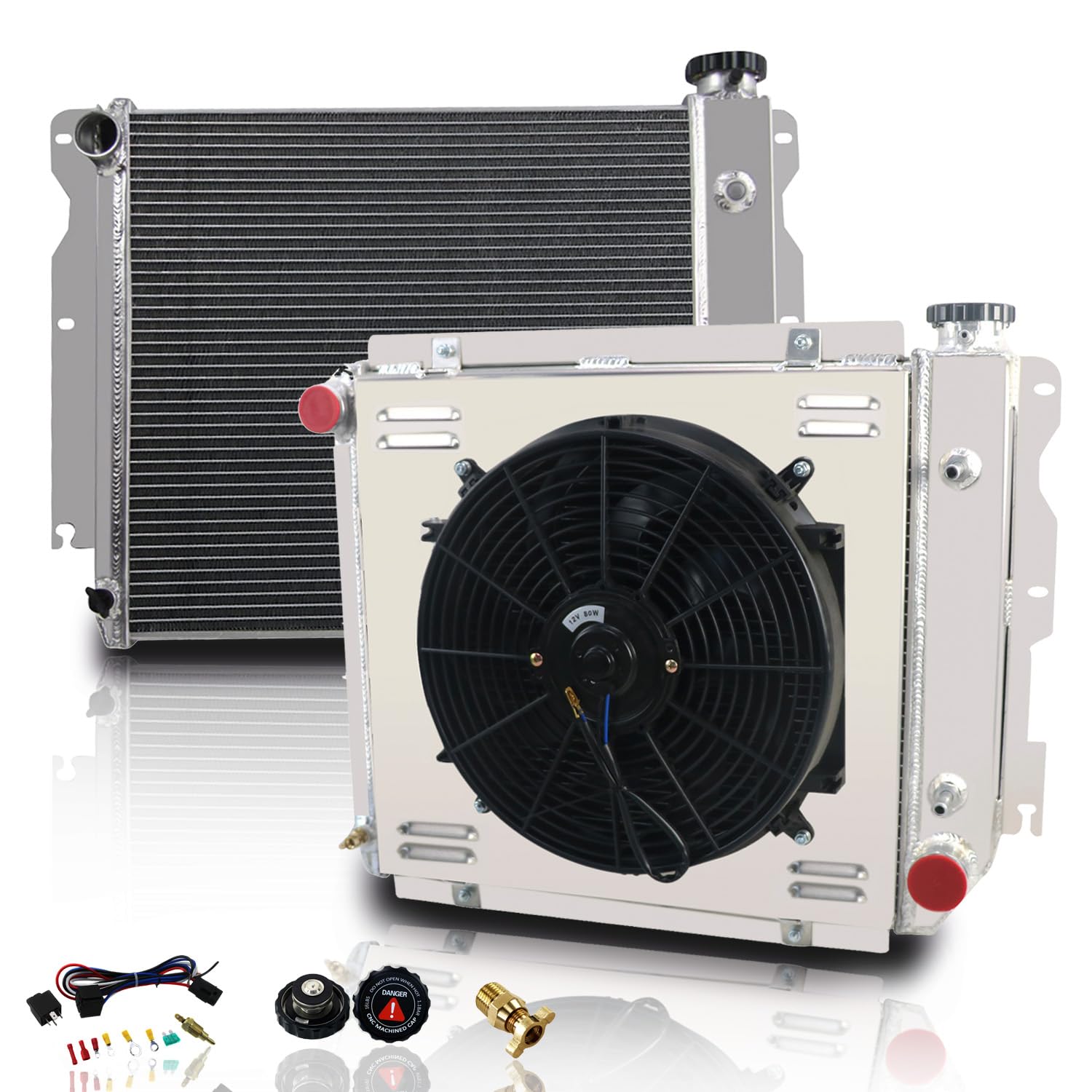 4 Row Aluminum Radiator with Shroud & 14