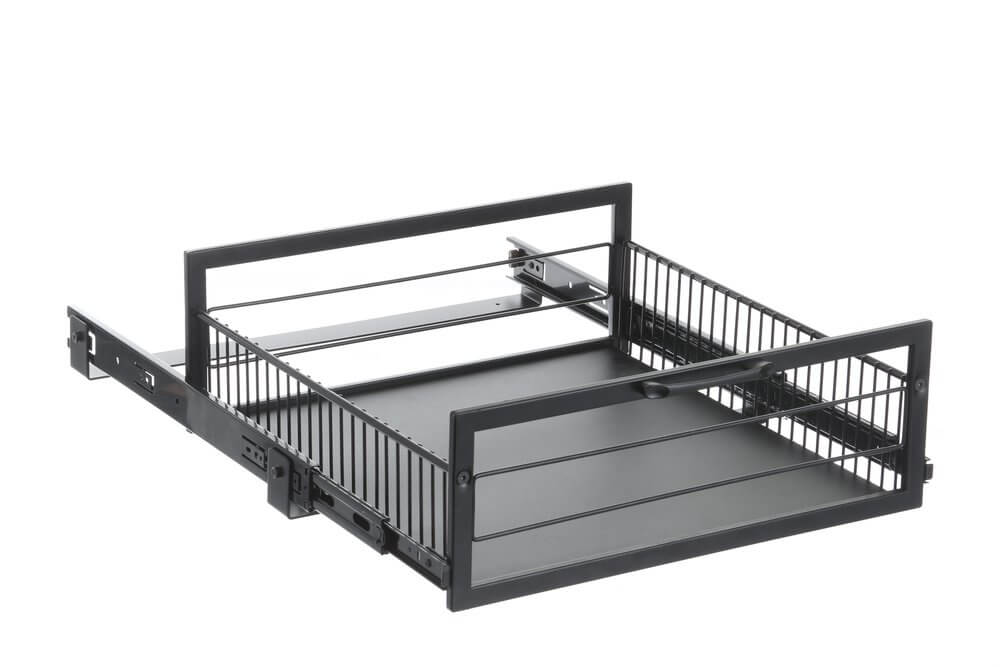 Large Pull Out Pantry Drawer Organizer - Black | Heavy Duty Kitchen Storage Solution for Spices, Canned Goods & Dry Food | Perfect for Pantry, Cabinet or Closet Organization