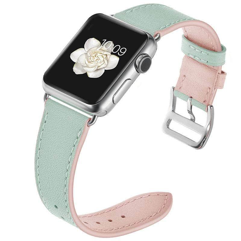 Apple Watch Series 6/5/4/3/SE Luxury Genuine Leather Band - 44mm 42mm 40mm 38mm Replacement Strap for Workout, Office & Daily Wear