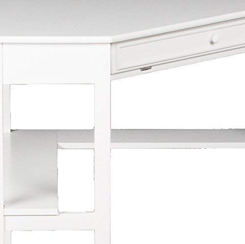 Southern Enterprises SEI Furniture Alexander Corner Computer Desk in White - Modern Home Office Desk for Small Spaces, Gaming & Study