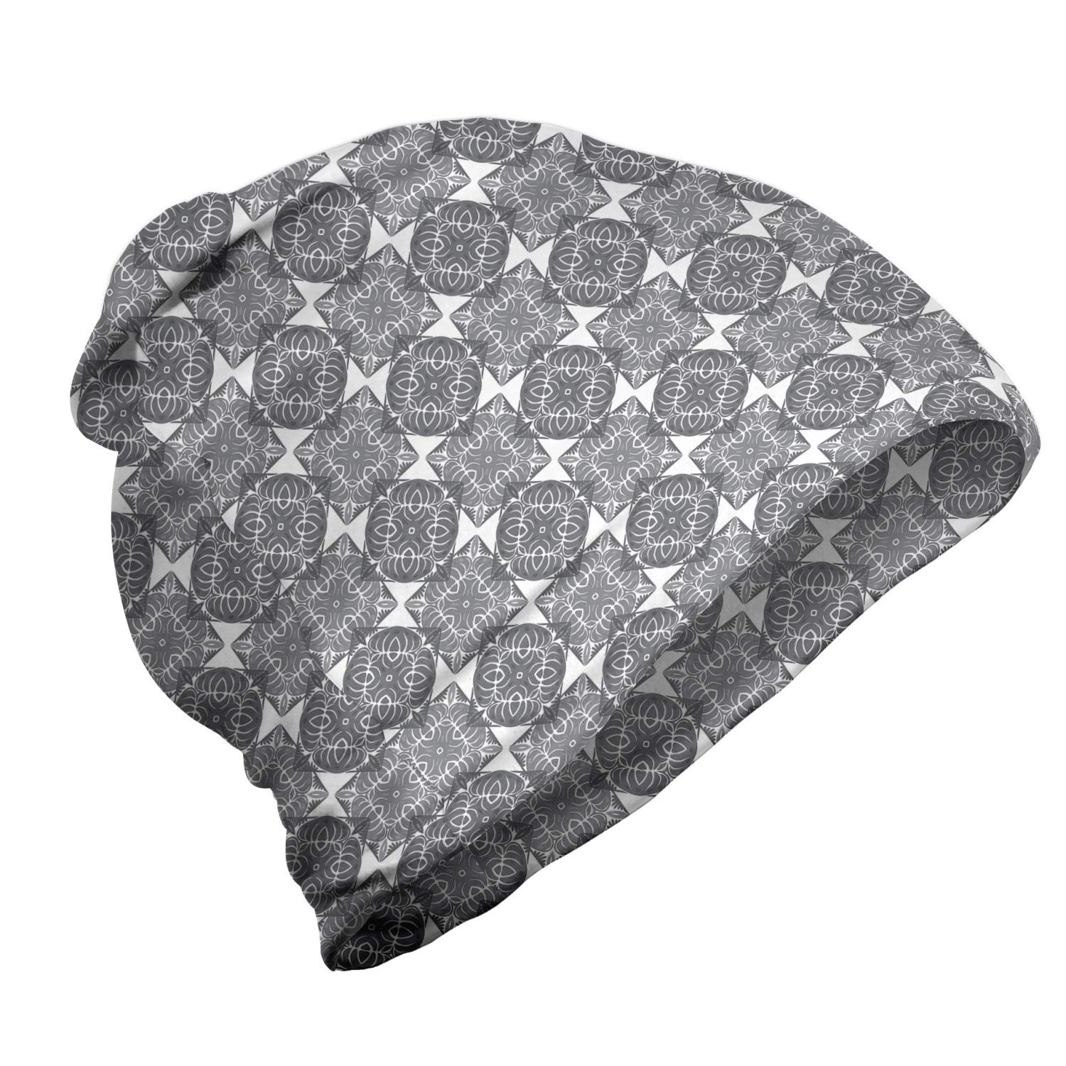 Ambesonne Unisex Beanie - Stylish Portuguese Tile Design for Men & Women - Perfect for Hiking, Outdoor Activities & Winter Fashion