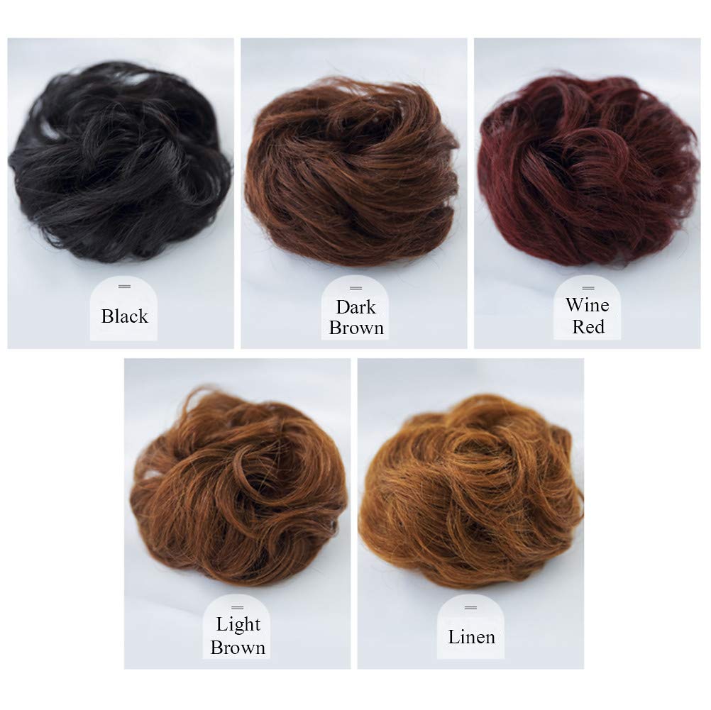 Women's Yoga & Ballet Hair Donut Chignon - 100% Human Hair Scrunchies for Messy Bun Updo | Small Straight Black Hair Extensions | Perfect for Wedding, Dance & Everyday Styling