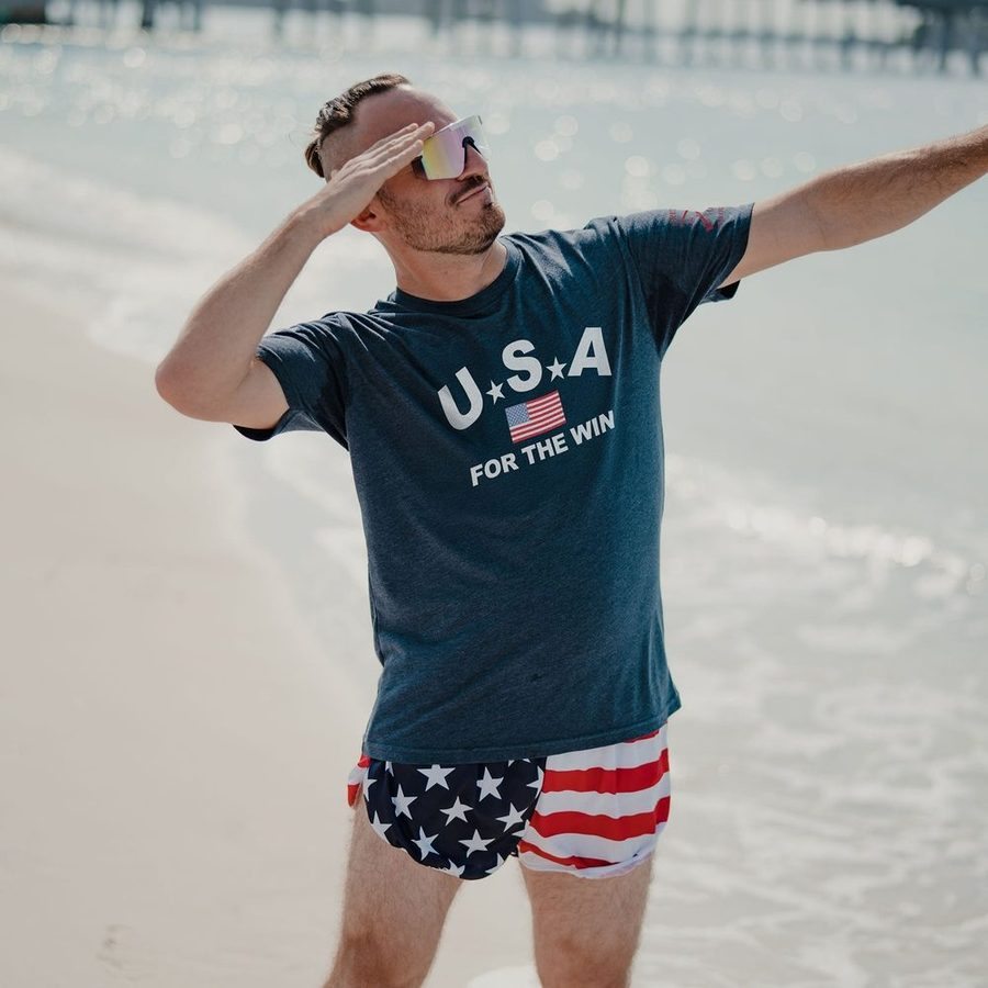 USA For The Win T-Shirt - Midnight Navy | Patriotic American Graphic Tee for Men & Women | Perfect for 4th of July, Veterans Day & Sports Events